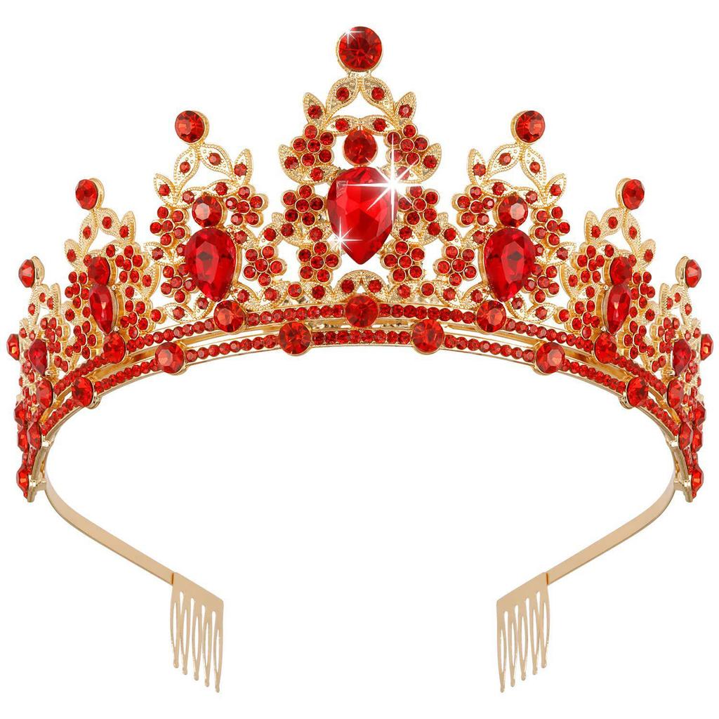 Elegant Blue Diamond Princess Crown Rhinestone Headband – Korean Style Crystal Wedding Accessory