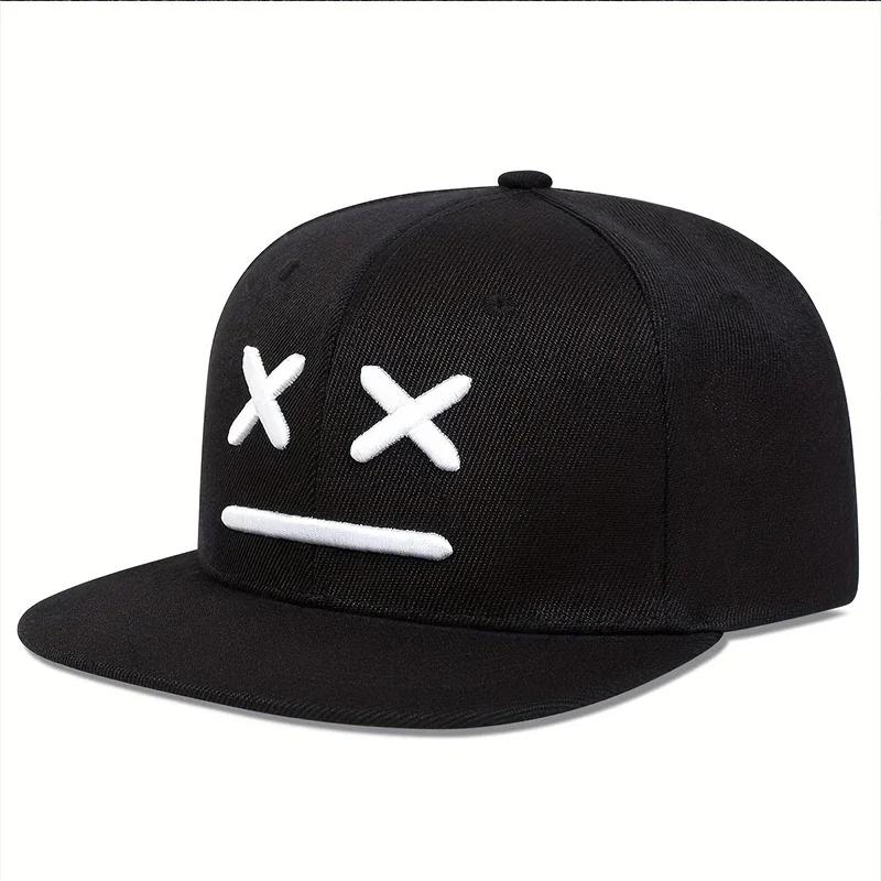 

Unisex Xx Smiling Face Embroidery Hip-Hop Hats Spring Autumn Adjustable Casual Snapback Baseball Caps Sunscreen Hat Sports Cap