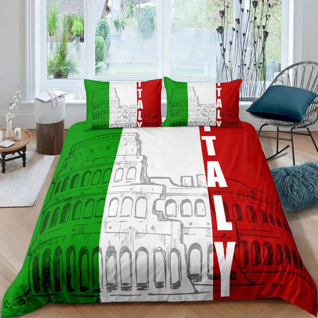 Home Living Luxury 3D Rome Italy Bedding Set Duvet Cover Pillowcase Boys Bedding Set Queen and King EU/US/AU/UK Size