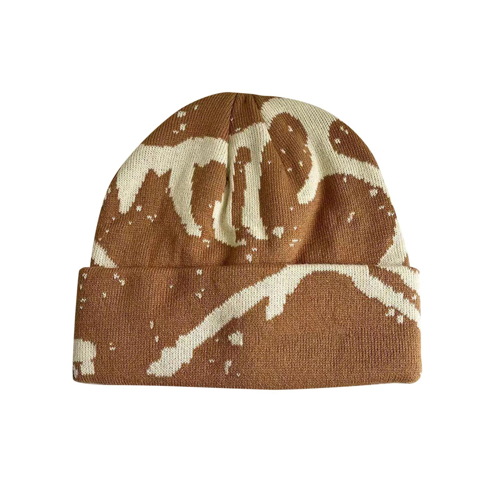 

Embroidered Knitted Hats Men s And Women s Winter Hats Outdoor Riding Europe And The United States Fashion Warm Hat Casual Wear One Size коричневий