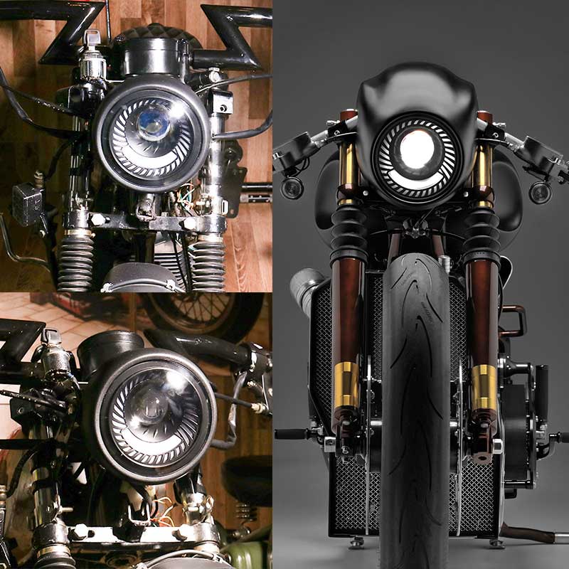6.5 Inch Vintage Cafe Racer Led Headlight Hi/lo Beam Universal For Harley Sportster Softail Chopper