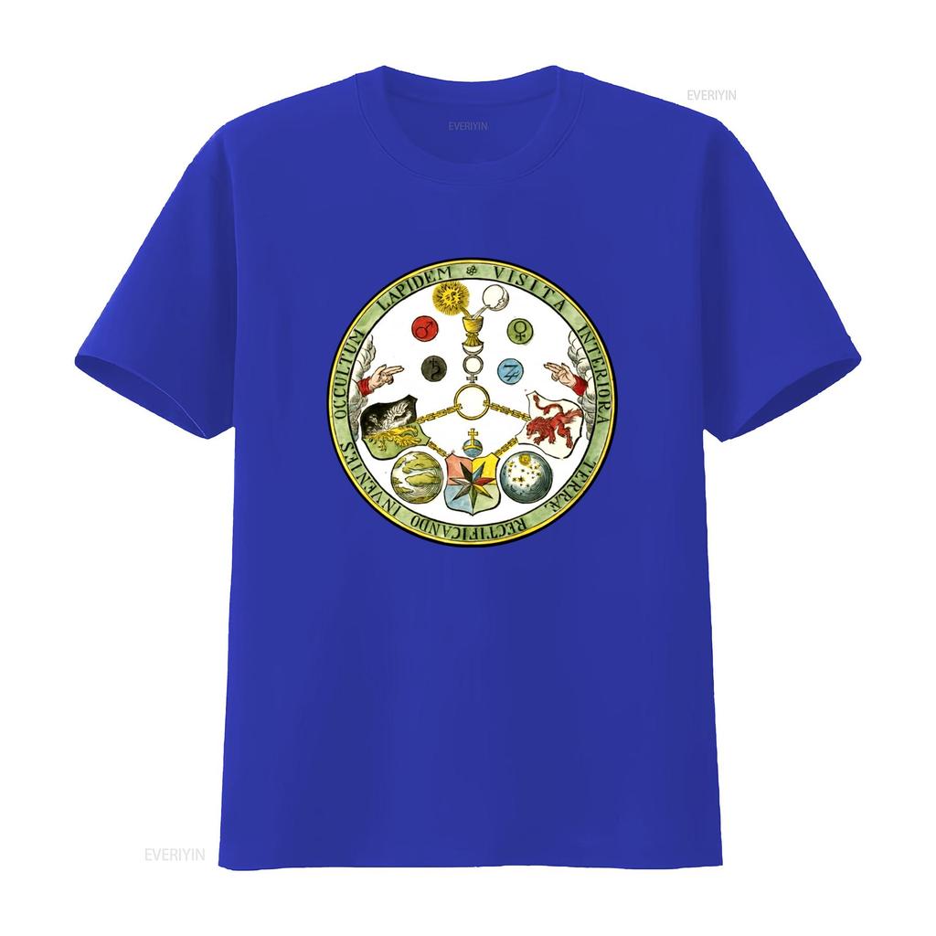 Freimaurer Esoterisch VITRIOL Motto Freimaurer Symbol T-Shirt Druck vintage Gewaschen Vielseitiges Oberteil Für Den Täglichen Gebrauch Dehnbar