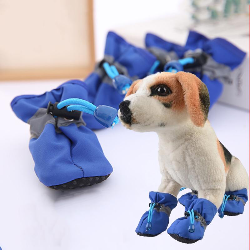 4pcs/set Waterproof Winter Pet Dog Shoes Anti-slip Rain Snow Boots Warm For Smal