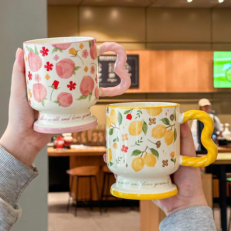 Cute Ceramic Mug Large Capacity Girl High Value Drinking Cup Household Coffee Cup Birthday Gift Box