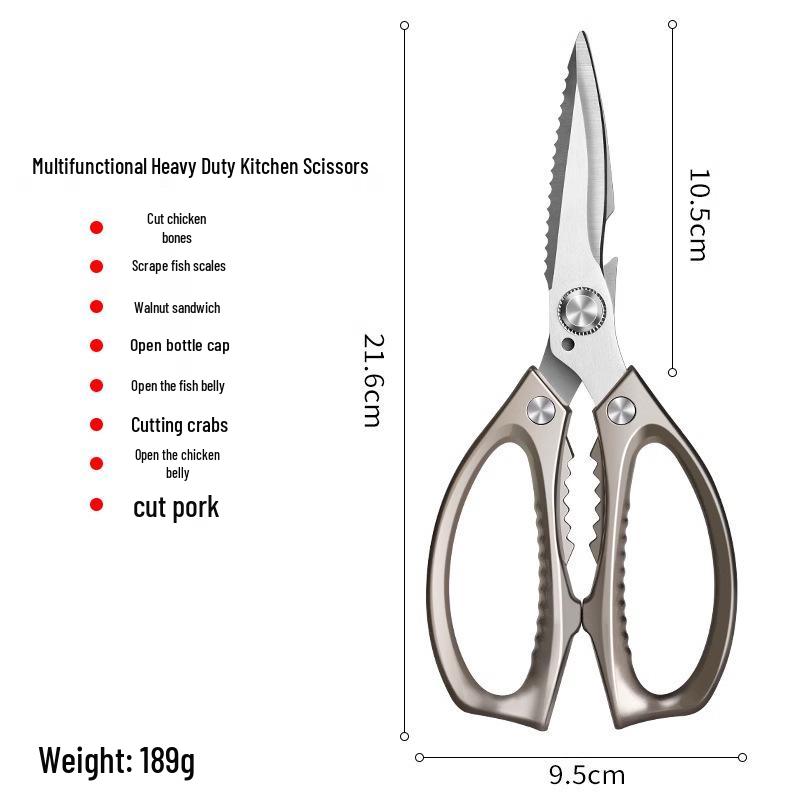 High Hardness Stainless Steel Kitchen Scissors: Multi-functional Chicken Bone Shears for Barbecue