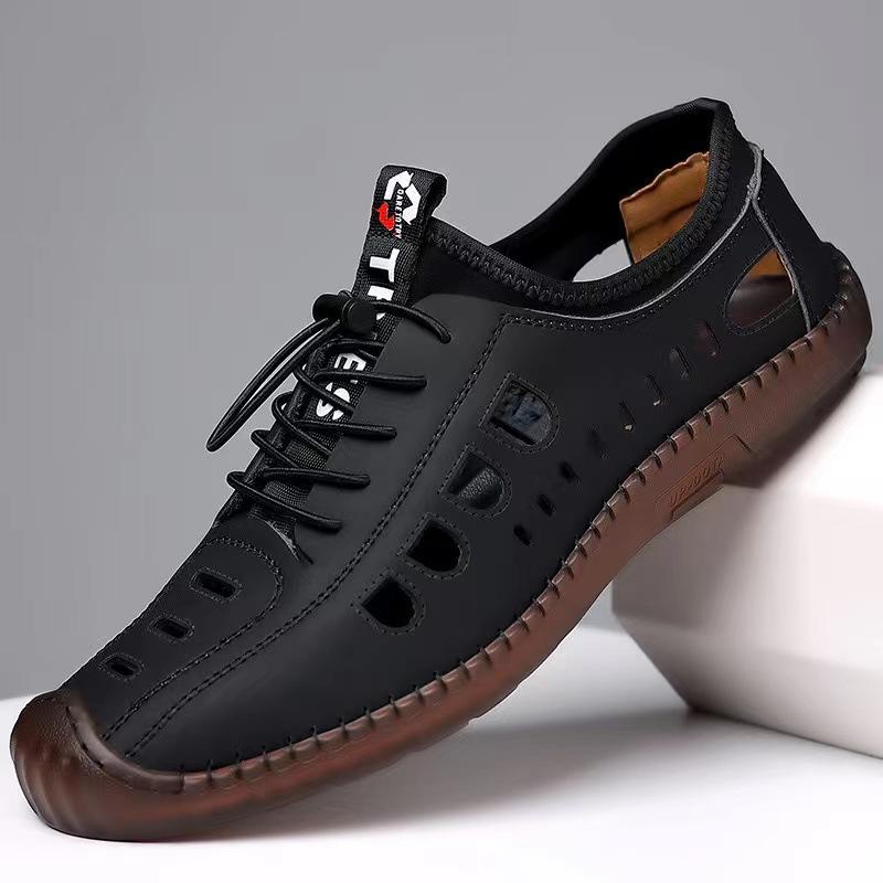 Fashion Summer Men Leather Sandals Men's Soft Breathable Non-slip Casual Flat Sandals Outdoor Beach Shoes Male Slippers Sandalias Hombre