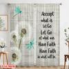 2pcs 2D Flat Printing Curtain Dragonfly Accept What Is Faith 100% Polyester Without Electricity Seasonal Party & Holiday Decor