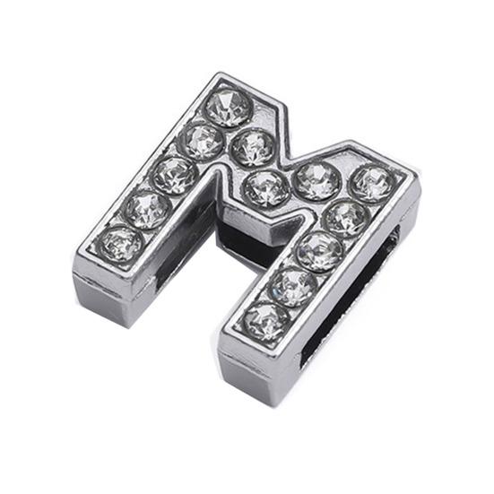 Rhinestone Letter Beads Alloy A To Z Charms Slide Letter Charms Small Spacer Beads for DIY Jewelry Making Keychain Cell Phone Chain Bracelet Craft