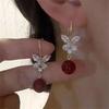 Delicate Red Zircon Butterfly Tassel Drop Earrings For Women Luxury Crystal Animal Butterfly Earring Wedding Party Jewelry Gifts