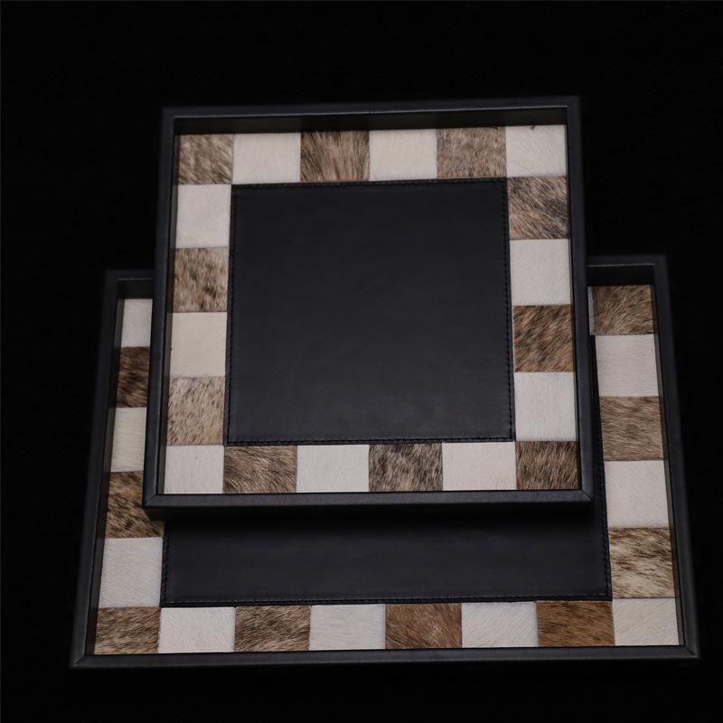 Horsehair Square Trays Living Room Desktop Decoration Tray Entrance Hall Storage Plates Modern Simple Home Decoration Ornaments