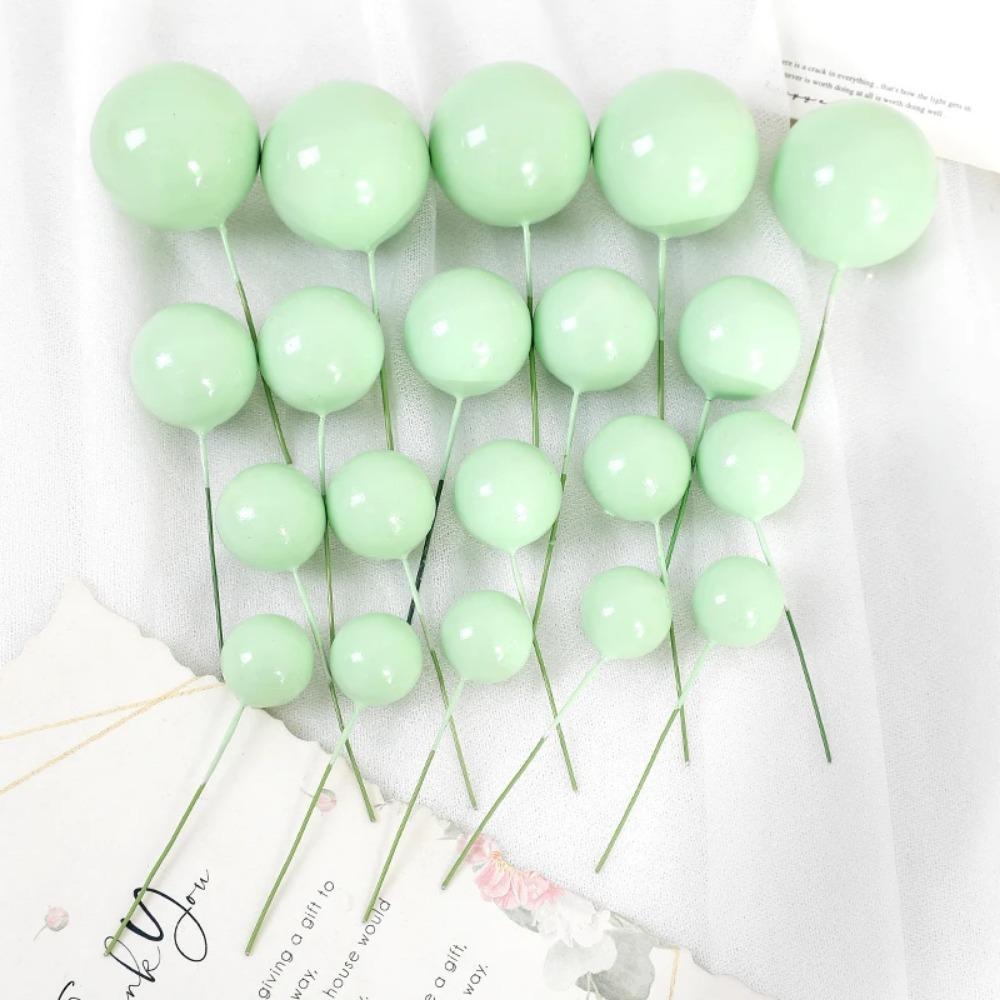 20/30Pcs Cake Balls Decoration Gilded Black Happy Birthday Foam Ball Cake Stickers Party Mother's Day Decor DIY Wedding Decor