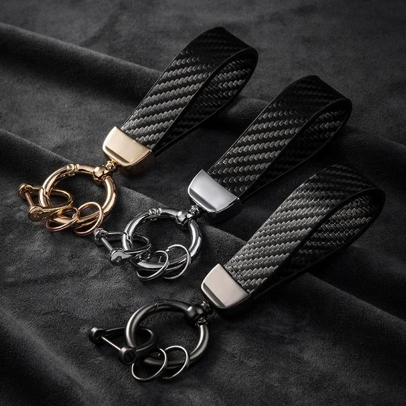 Car Sleek Carbon Fiber Style Keychain - 360° Rotatable, Universal Fit with Anti-Lost D-Ring, Durable for Men & Women Amagi