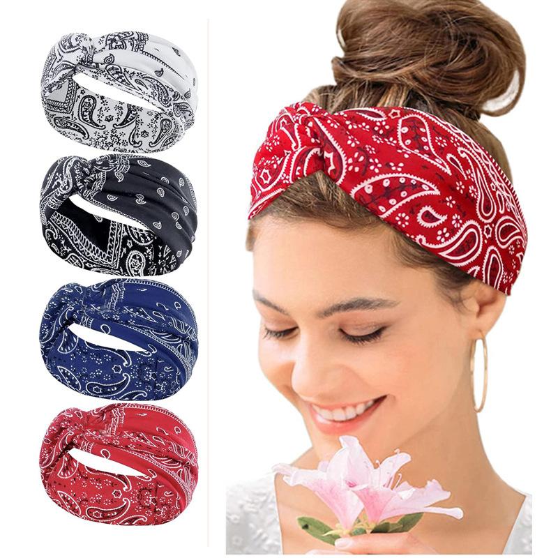 4pcs Sweat-absorbing Non-Slip Headband for Women,Sport Headband,Soft Fabric Elastic Headband for Exercise,Yoga,Running Accessory