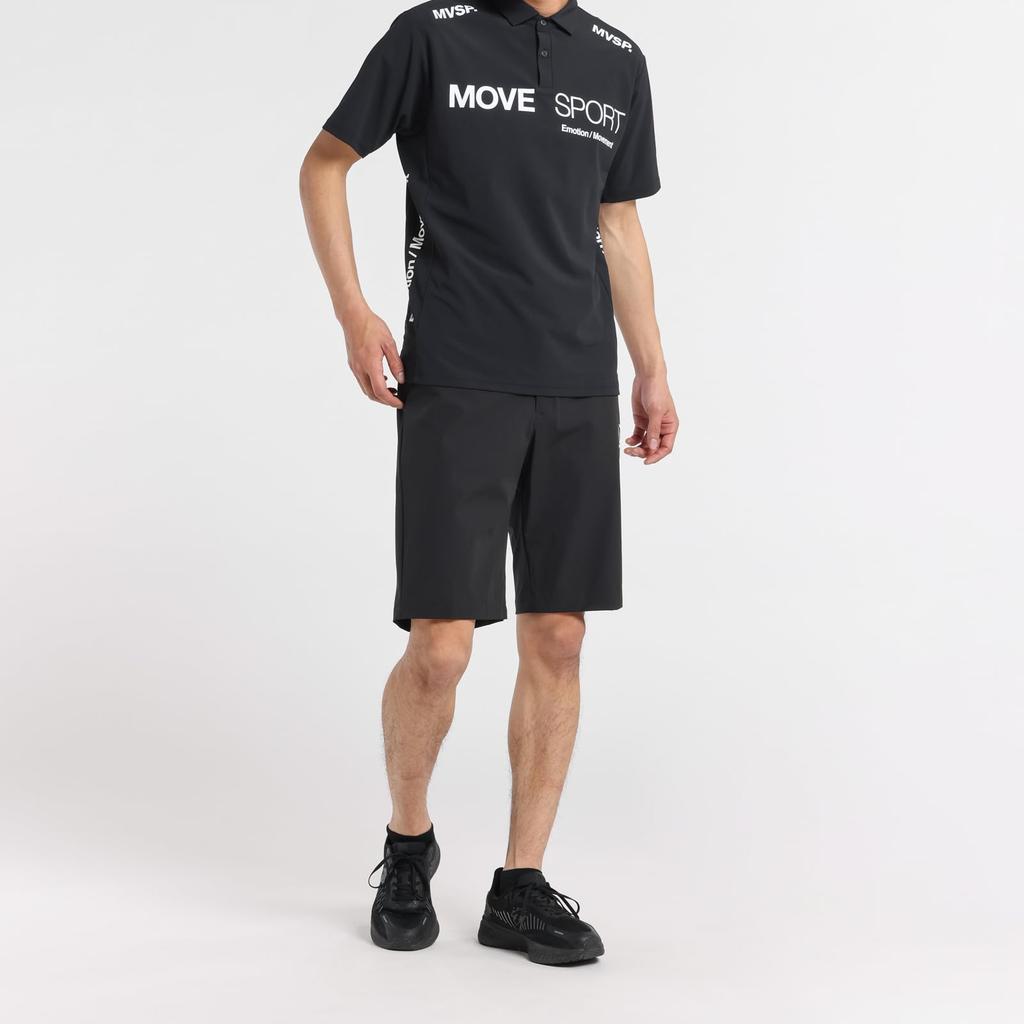Move Sports Short Sleeve Polo UV Training BK00 Men's Shirt, DESCENTE, Protection, Sweat-Wicking, Quick-Drying, Stretch, Sunscreen, Shirt, (ST5SHSZ1MB)