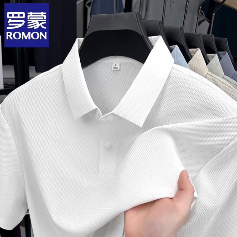 ROMON Men s Short Sleeve Business Casual Polo Shirt 3XL