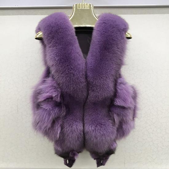 Жилет из натурального мягкого лисьего меха, безрукавная куртка, женский качественный теплый жилет из натурального лисьего меха S фиолетовый