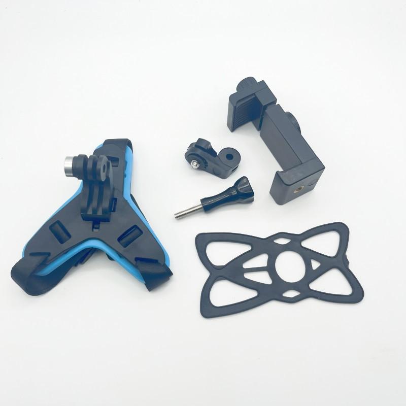 5 in 1 Kits Motorcycle Helmet Chin Mount Holder Rotatable Mobile Phone Strap with Silicone for Hero Sports Action Camera