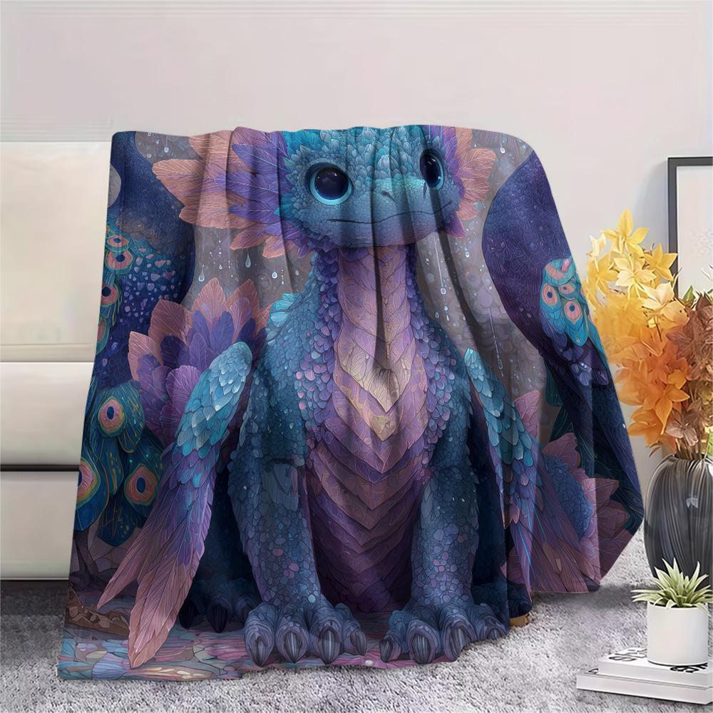 Purple Dragons  Print Flannel Blanket, High quality Comfortable for All Seasons, Home Decor, Warmth and Comfort