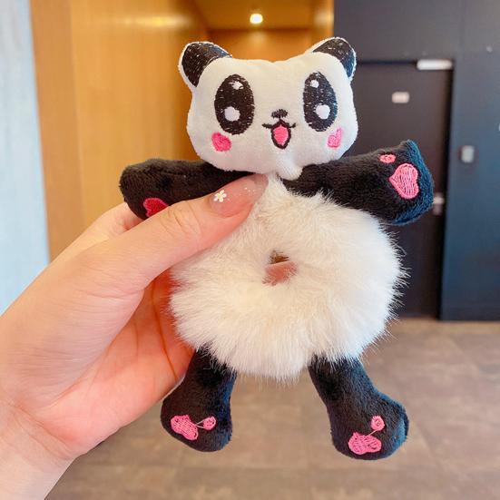 Hair Tie Soft Plush Material Cartoon Frog Panda Animal Shapes Elastic Hair Rope Women Hair Accessories