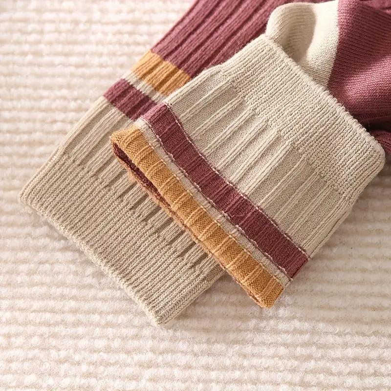 5 Pairs Striped Print Socks, Comfy & Soft Mid Tube Socks, Women's Stockings & Hosiery