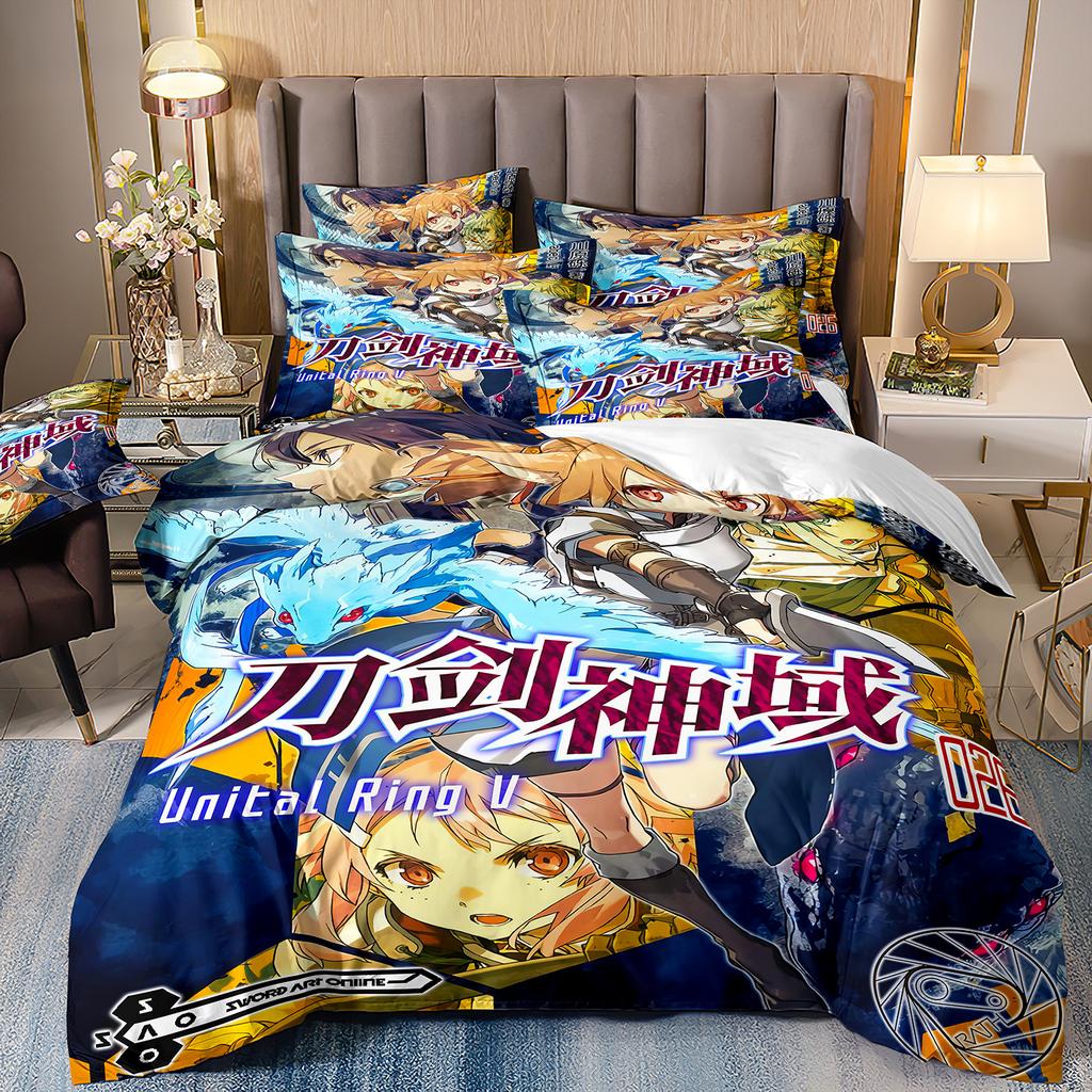 NEW Anime Sword Art Online Comfortable Duvet Quilt Cover Pillowcase Bedding Set Children Bedroom Decoration Home Textile