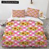 Sunflower King Queen Duvet Cover Striped Floral Bedding Set for Kids Teens Adults Colorful Flowers 23pcs Polyester Quilt Cover