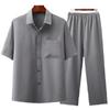 Men's Cotton Linen Short Sleeve Shirt & Suit Set - Casual Summer Wear for Middle-Aged and Elderly