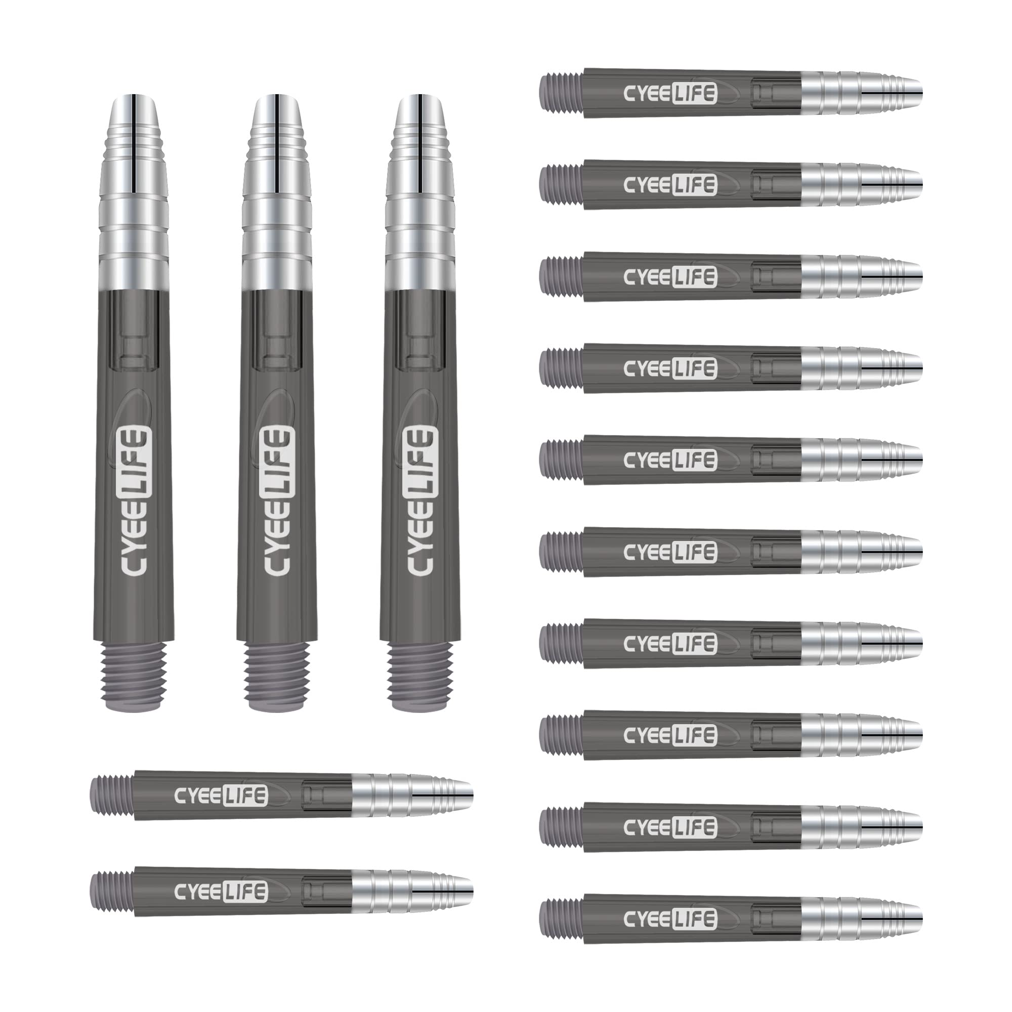 

CyeeLife 15pcs dart shafts barrels, aluminum and clear plastic parts чорний
