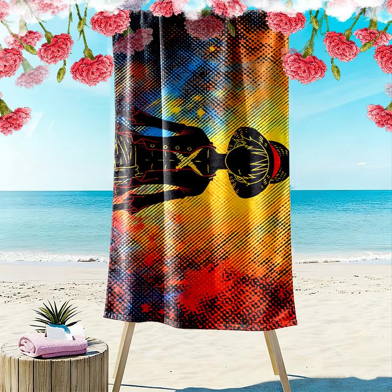 Straw Hat Crew Print Beach Towel, Large Soft Quick Dry Towel for Beach Camping Swimming