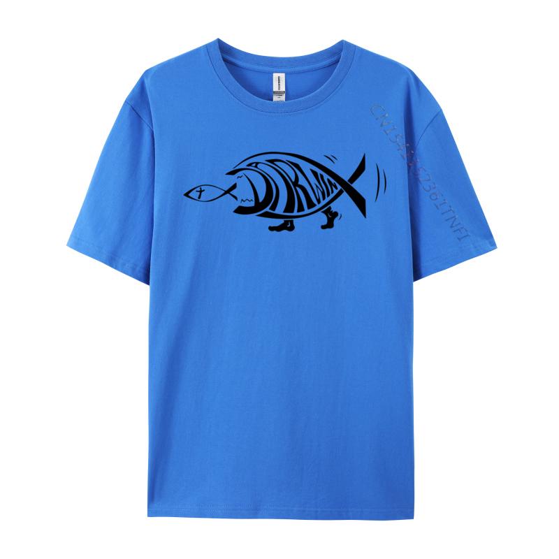 Darwin Fisch Essender Jesus Fisch Lustig Evolution Wissenschaft Papa Baumwolle Männer Papa Mama T-Shirt Druck Oberteile Hemden Firma Oberteile Hemd