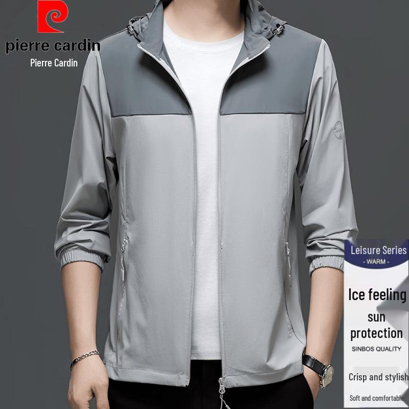 Pierre Cardin Men s Summer Hooded Milk Silk Lightweight Jacket 5XL