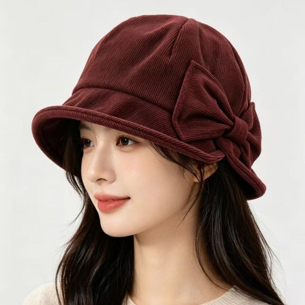 Cold Resistant Vintage Bucket Hat Slit Front Bow Bucket Hat Women's Bucket Hat Outdoor Wear