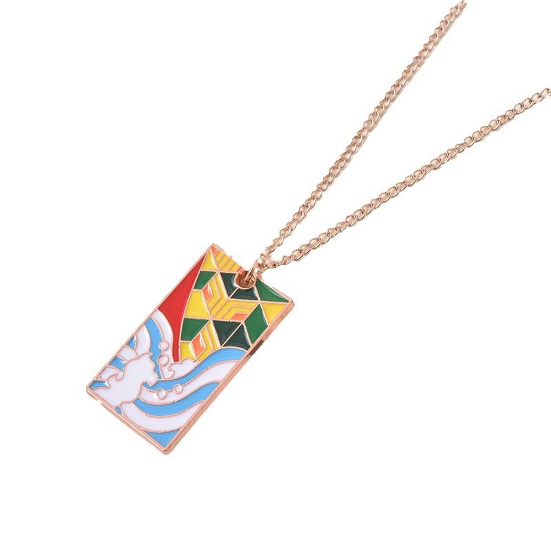 Kimetsu Necklace No Yaiba Anime Pendant Hashira Tanjiro Nezuko Zenitsu Metal Charm Jewelry Accessories Gift For