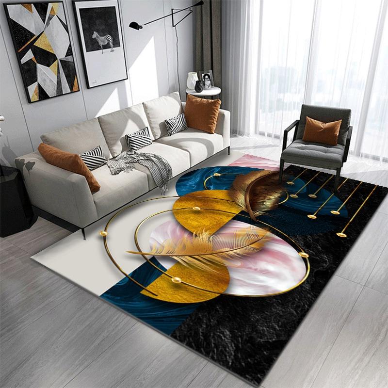 Europe Style Plume Leaf Butterfly Carpet Living Room Sofa Bedroom Bedside Study Entrance Door Rug Non-slip Luxury Home Decor Mat