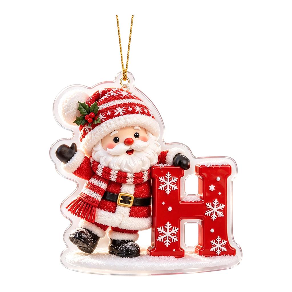 2D Acrylic Christmas Hanging Ornament with Scarf Letter Design for Holiday Tree Decor