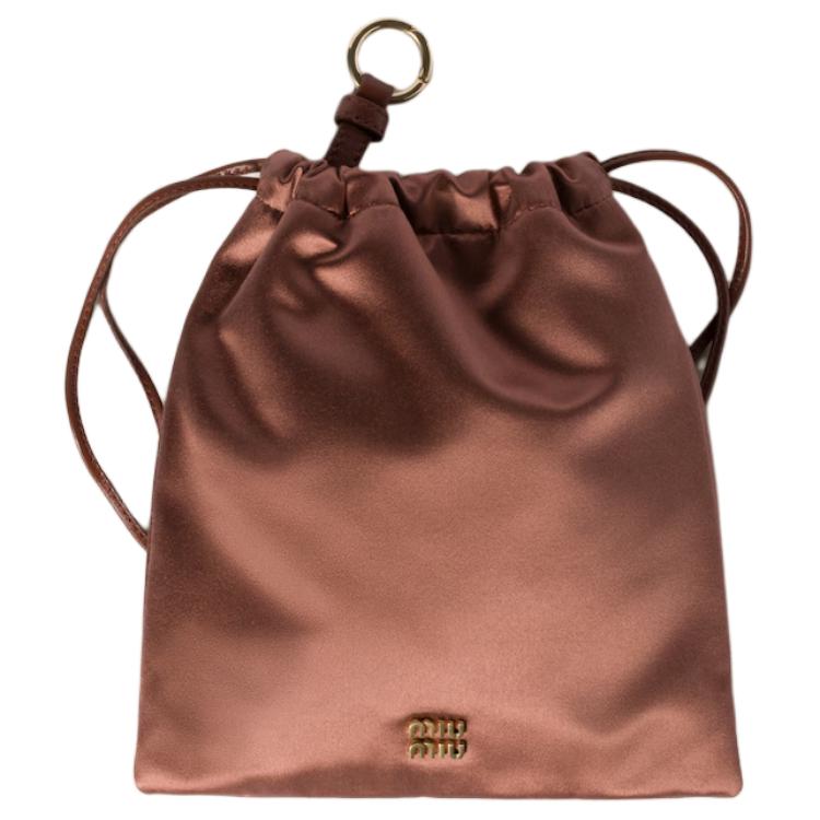 

MIU MIU Classic Logo Drawstring Closure Satin Clutch Women Clutch Cocoa-Brown 5NG010-049-F0324 Basic Set (Bag+Dust Bag)