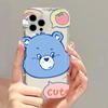 Blue love bear is suitable for iPhone17promax cartoon mobile phone case Apple 16 large hole 14/13 transparent 15.