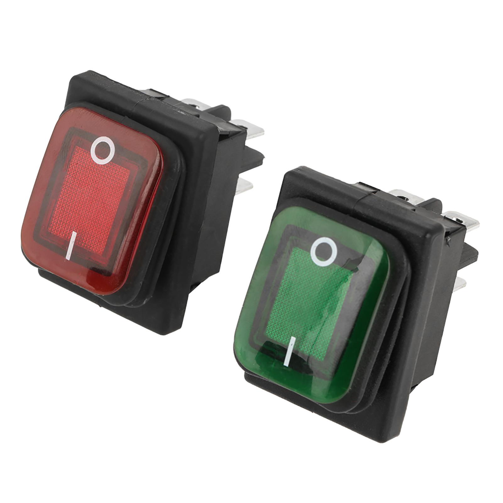 

4 pcs set Black Waterproof 4 Pin 2 Position On OFF Red Green Lamp Rocker Switch