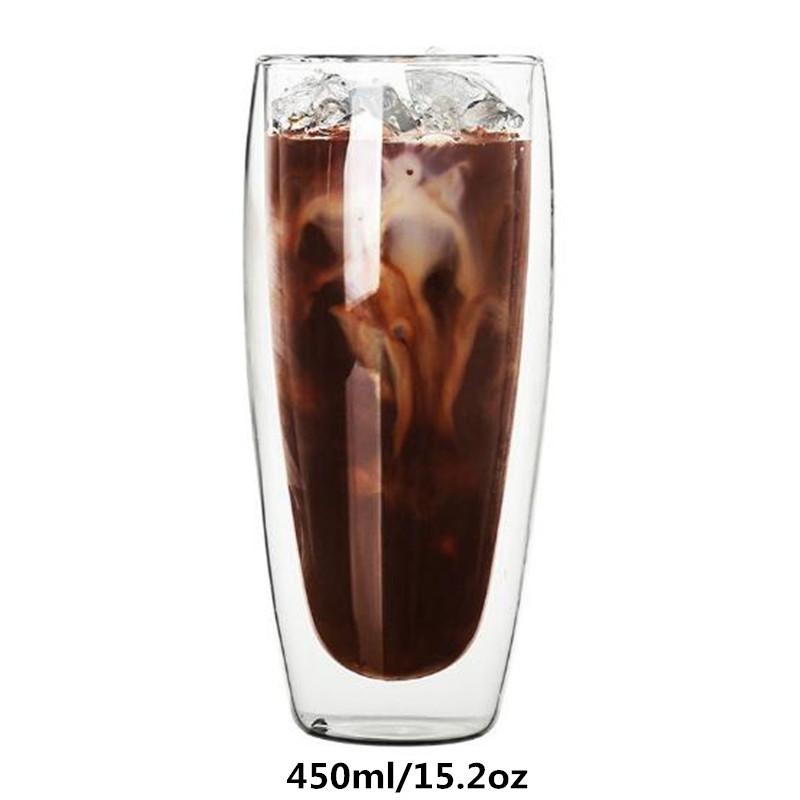 Double Wall Glass Cups Espresso Coffee Mugs Heat-Resistant Transparent 80/250/350/450ml with Double Bottom for Home & Kitchen