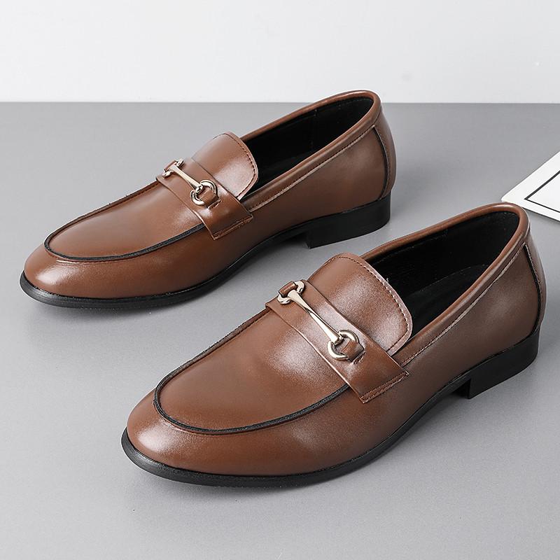 Luxury Fashion Designer New Black Brown Pu Leather Casual Shoes For Men Slip On Loafter Formal Wedding Dress Homecoming