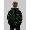 Jungen Kapuzenpullover 3D-Druck, langärmliges lässiges Sportoberteil mit geometrischen und linearen Mustern