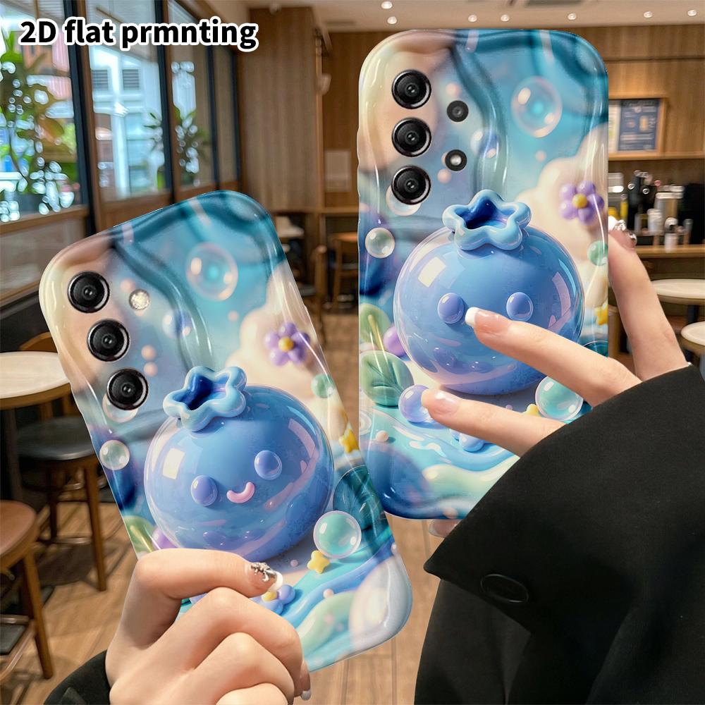 Phone case: 2D flat, fits Samsung Galaxy A34 A35 M05 M06 S20 S22 S21 FE Plus 5G protective case, Blueberry, perfect holiday gift for Christmas and Hal
