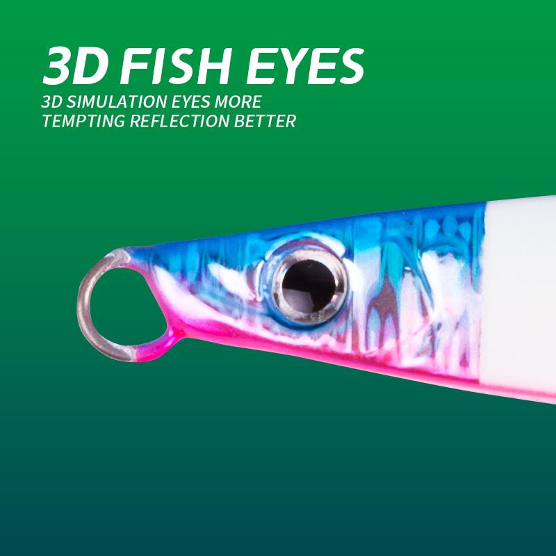80g/100g/150g/200g/250g Luminous Vertical Trolling Boat Fishing Metal Jigs Lure Slow Jigging Lure Bait