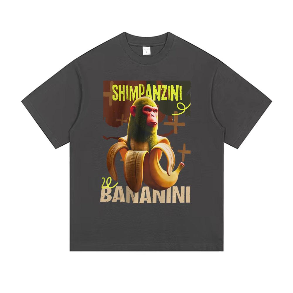 Shimpanzini Bananini Funny Banana Monkey Meme Tshirt Men Women Casual Cotton Vintage T Shirt Male Fashion Humor Short Sleeve