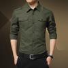 Men's Spring and Fall Long-sleeved Shirt Stand-up Collar Wearable Work Outdoor Shirt
