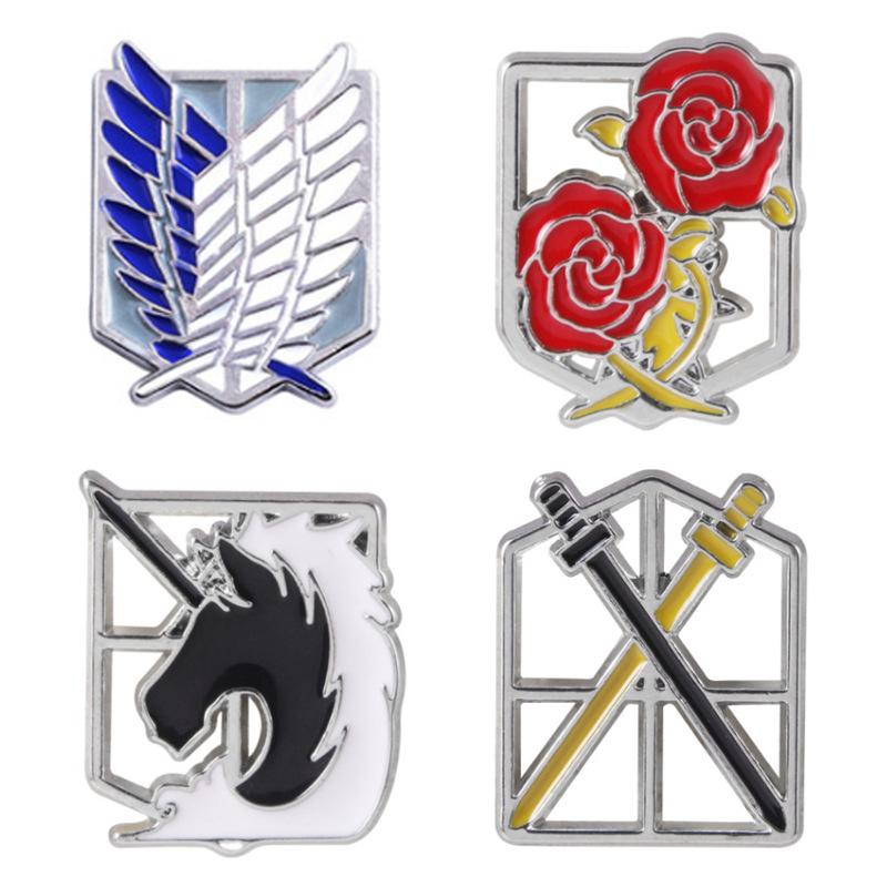 4pcs/set Anime Attack on Titan Wings of Freedom Brooch Legions Badge Prop