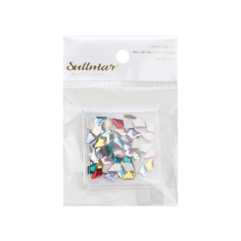Colorful Rhinestone Nail Art Set: Heart, Horse Eye, Octagon, and Long Strip Designs, 50 Pieces