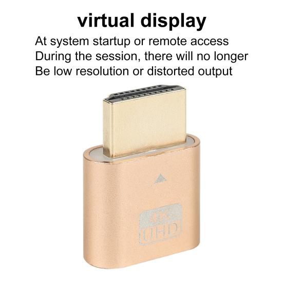 4K HDMI-compatible Dummy Plug Virtual Monitor Display Emulator Headless Virtual Display Adapter for Graphics Card Spoofing Camouflage Lock Screen