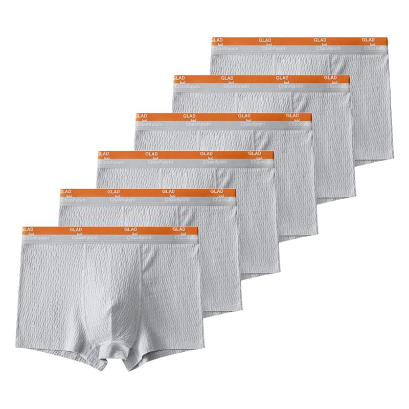 6Pcs Men's Boxer Briefs Teenager Underwear Breathable U Convex Underpants Comfortable Thin Underpants L XL XXL 3XL 4XL