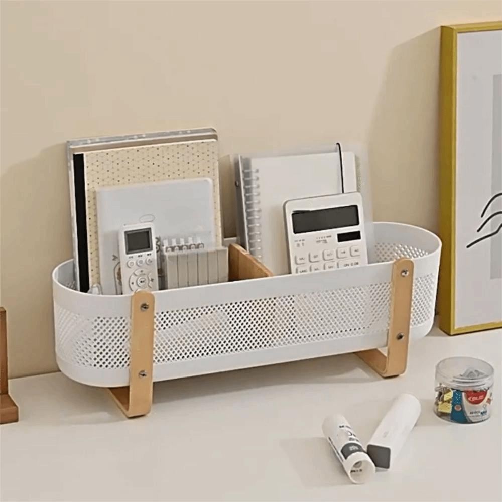 Large Capacity Cosmetic Storage Box with Divider Modern Desktop Organizer Minimalist Style Space-saving Kicthen Storage Basket
